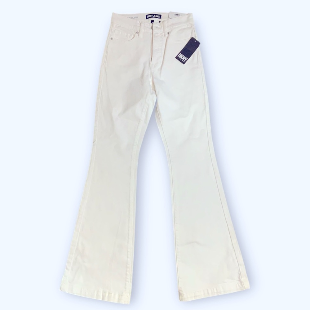 NWT DKNY Williamsburg High Rise Flare Tall White Jeans Size 26